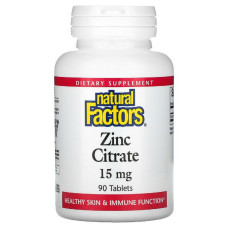 Цитрат Цинка, Zinc Citrate, Natural Factors, 15 мг, 90 Таблеток