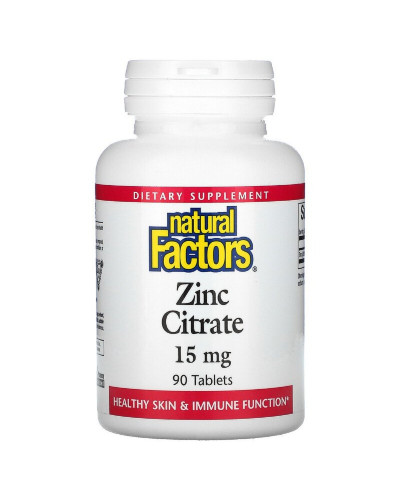 Цитрат цинку, Zinc Citrate, Natural Factors, 15 мг, 90 таблеток