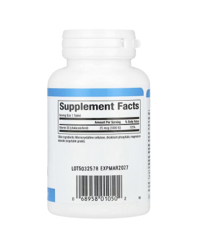 Вітамін D3, 1000 МО, Vitamin D3, Natural Factors, 90 таблеток