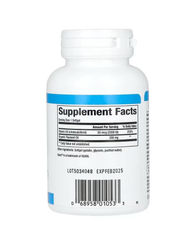 Вітамін D3, 50 мкг 2000 МО, Vitamin D3, Natural Factors, 120 гелевих капсул