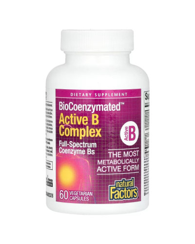 Активний комплекс вітамінів B, BioCoenzymated, Active B Complex, Natural Factors, 60 вегетаріанських капсул Активний комплекс вітамінів B, BioCoenzymated, Active B Complex, Natural Factors, 60 вегетаріанських капсул