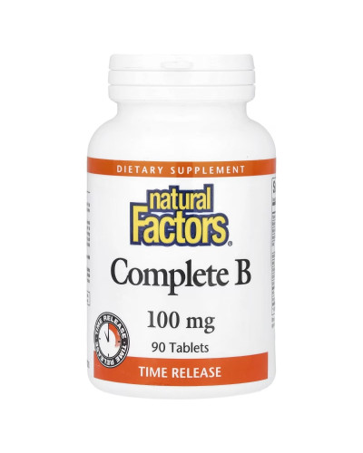 Комплекс вітамінів групи B, 100 мг, Complete B, Natural Factors, 90 таблеток