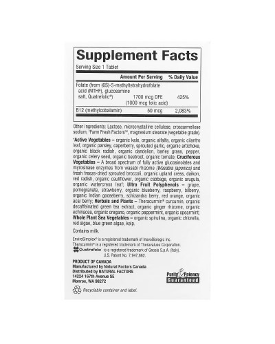 Метилфолат, 1000 мкг, BioCoenzymated, Methylfolate, Natural Factors, 60 таблеток
