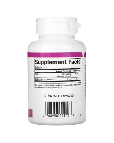 Фолієва кислота, 400 мкг, Folic Acid, Natural Factors, 90 таблеток