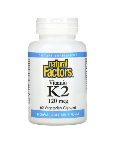 Вітамін К2, 120 мкг, Vitamin K2, Natural Factors, 60 вегетаріанських капсул