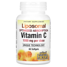 Витамин С липосомальный, 1000 мг, Liposomal Vitamin C, Natural Factors, 60 гелевых капсул