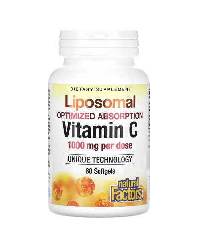 Вітамін С ліпосомальний, 1000 мг, Liposomal Vitamin C, Natural Factors, 60 гелевих капсул