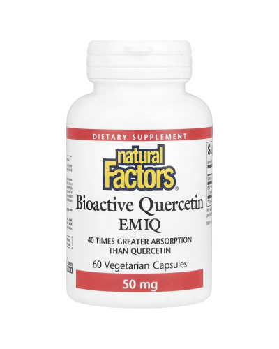 Кверцетин високоактивний біоактивний, 50 мг, Bioactive Quercetin EMIQ, Natural Factors, 60 вегетаріанських капсул