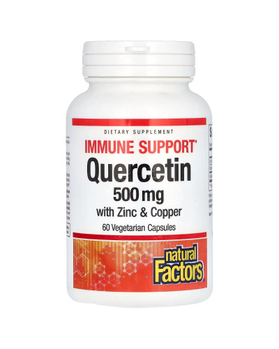 Кверцитин з цинком та міддю, 500 мг, Quercetin with Zinc & Copper, Natural Factors, 60 вегетаріанських капсул