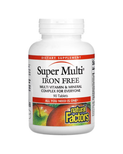 Супер-Мультивитамин, без железа, Super Multi, Natural Factors, 90 таблеток
