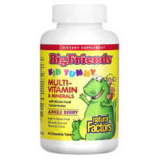 Мультивитамины и минералы для детей, вкус ягод, Chewable Multi-Vitamin & Minerals, Natural Factors, 60 жевательных таблеток