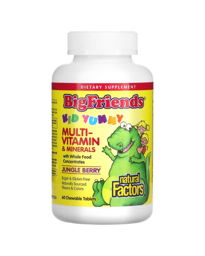 Мультивітаміни та мінерали для дітей, смак ягід, Chewable Multi-Vitamin & Minerals, Natural Factors, 60 жувальних таблеток