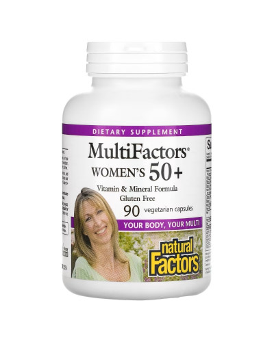 Мультивітаміни для жінок 50+, MultiFactors, Women's 50+, Natural Factors, 90 вегетаріанських капсул