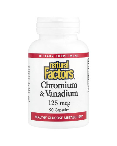 Хром та Ванадій, 125 мкг, Chromium & Vanadium, Natural Factors, 90 капсул