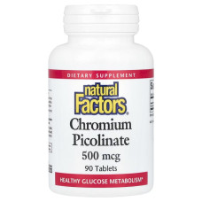 Хром Пиколинат, 500 мкг, Chromium Picolinate, Natural Factors, 90 таблеток