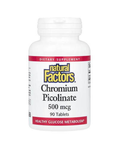 Хром Піколінат, 500 мкг, Chromium Picolinate, Natural Factors, 90 таблеток