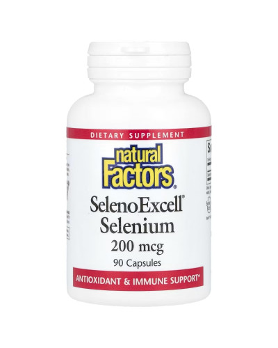 Селен, 200 мг, SelenoExcell, Selenium, Natural Factors, 90 капсул