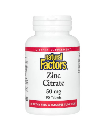 Цитрат Цинку, 50 мг, Zinc Citrate, Natural Factors, 90 Таблеток