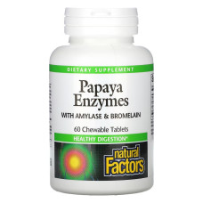 Энзимы Папайи, Papaya Enzymes, Natural Factors, 60 Таблеток