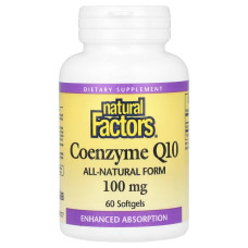 Коэнзим Q10, 100 мг, Coenzyme Q10, Natural Factors, 60 гелевых капсул