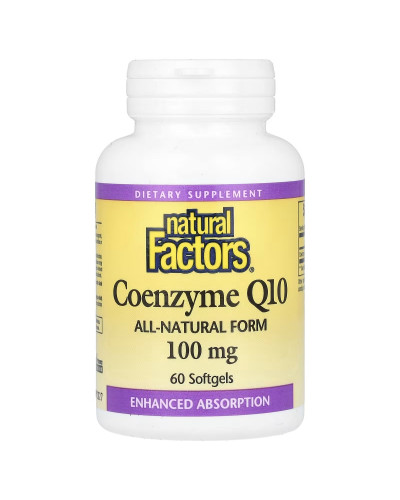Коензим Q10, 100 мг, Coenzyme Q10, Natural Factors, 60 гелевих капсул