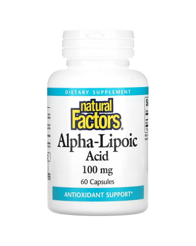 Альфа-липоевая кислота, 100 мг, Alpha-Lipoic Acid, Natural Factors, 60 капсул