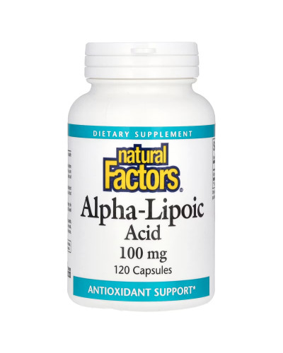Альфа-липоевая кислота, 100 мг, Alpha-Lipoic Acid, Natural Factors, 120 капсул