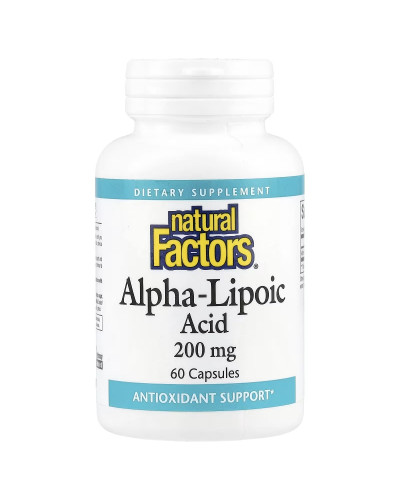 Альфа-липоевая кислота, 200 мг, Alpha-Lipoic Acid, Natural Factors, 60 капсул