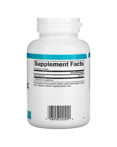 Альфа-липоевая кислота, 200 мг, Alpha-Lipoic Acid, Natural Factors, 120 капсул