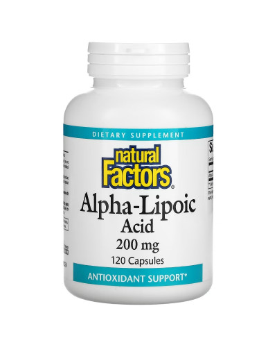 Альфа-липоевая кислота, 200 мг, Alpha-Lipoic Acid, Natural Factors, 120 капсул