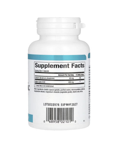 Альфа-липоевая кислота, 400 мг, Alpha-Lipoic Acid, Natural Factors, 60 капсул