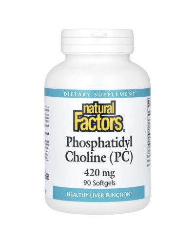 Фосфатидилхолин, 420 мг, Phosphatidyl Choline, Natural Factors, 90 гелевых капсул