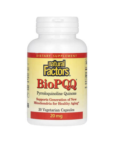Пирролохинолинхинон PQQ, 20 мг, BioPQQ, Natural Factors, 30 вегетарианских капсул