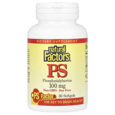 Фосфатидилсерин, 100 мг, Phosphatidylserine, Natural Factors, 30 гелевых капсул