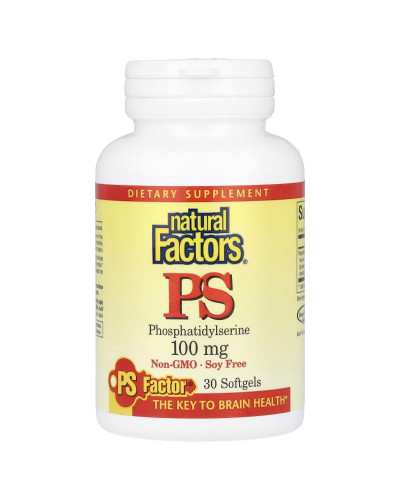 Фосфатидилсерин, 100 мг, Phosphatidylserine, Natural Factors, 30 гелевих капсул