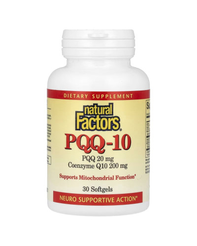 PQQ с коэнзимом Q10, 20 мг, PQQ-10, Natural Factors, 30 капсул