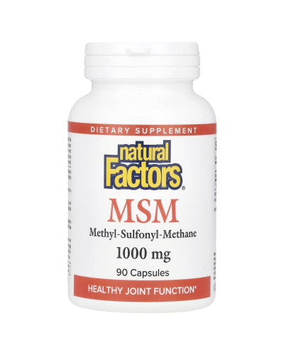 МСМ, 1000 мг, MSM, Natural Factors, 60 вегетарианских капсул