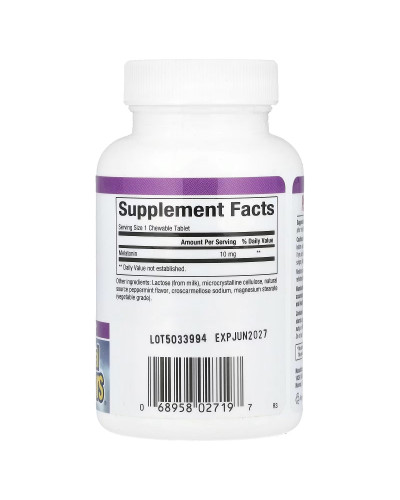 Мелатонін, 10 мг, Stress Relax, Melatonin, Natural Factors, 60 жувальних таблеток