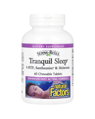 Здоровый сон, Stress-Relax, Tranquil Sleep, Natural Factors, 60 жевательных таблеток