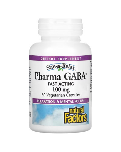 GABA (Гамма-аміномасляна кислота), 100 мг, Stress Relax, Pharma GABA, Natural Factors, 60 вегетаріанських капсул