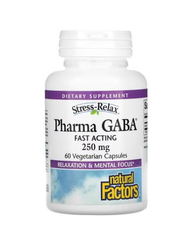 GABA (Гама-аміномасляна кислота), 250 мг, Stress-Relax, Pharma GABA, Natural Factors, 60 вегетаріанських капсул