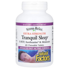 Спокойный сон, Stress-Relax, Tranquil Sleep, Extra Strength, Natural Factors, 60 жевательных таблеток
