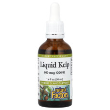 Водоросли в каплях, 800 мкг, Liquid Kel, Natural Factors, 50 мл