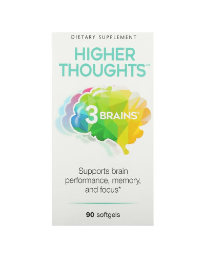 Поддержка работы мозга, 3 Brains, Higher Thoughts, Natural Factors, 30 гелевых капсул