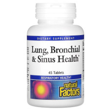 Здоровье дыхательных путей, Lung, Bronchial & Sinus Health, Natural Factors, 45 таблеток