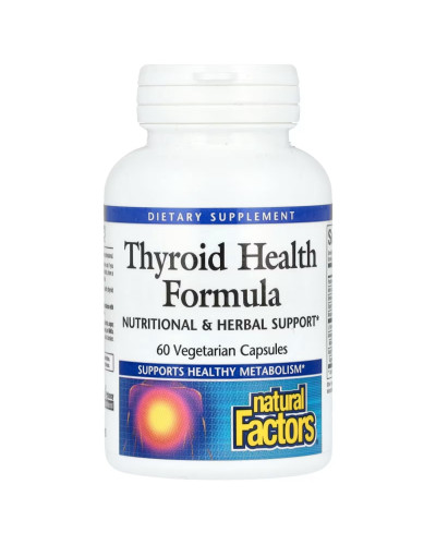 Здоровье щитовидной железы, Thyroid Health Formula, Natural Factors, 60 вегетарианских капсул