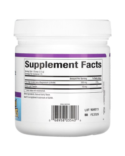 Магній цитрат у порошку, смак ягід, Stress-Relax, Magnesium Citrate, Natural Factors, 250 гр