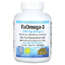 Омега-3, 1260 мг, RxOmega-3, Natural Factors, 120 гелевых капсул