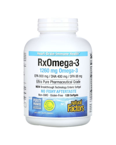 Омега-3, 1260 мг, RxOmega-3, Natural Factors, 120 гелевих капсул