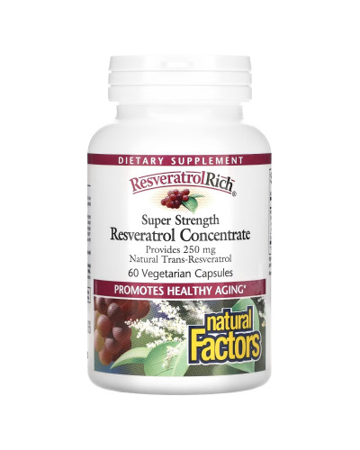 Концентрат ресвератрола, ResveratrolRich, Resveratrol Concentrate, Natural Factors, 60 вегетарианских капсул